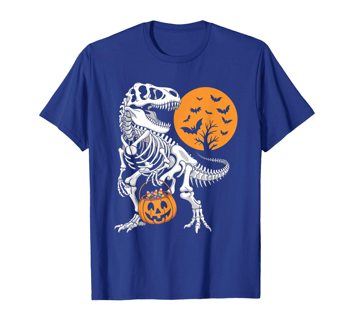 Halloween Boys Dinosaur Skeleton T rex Scary Pumpkin Spooky T-Shirt