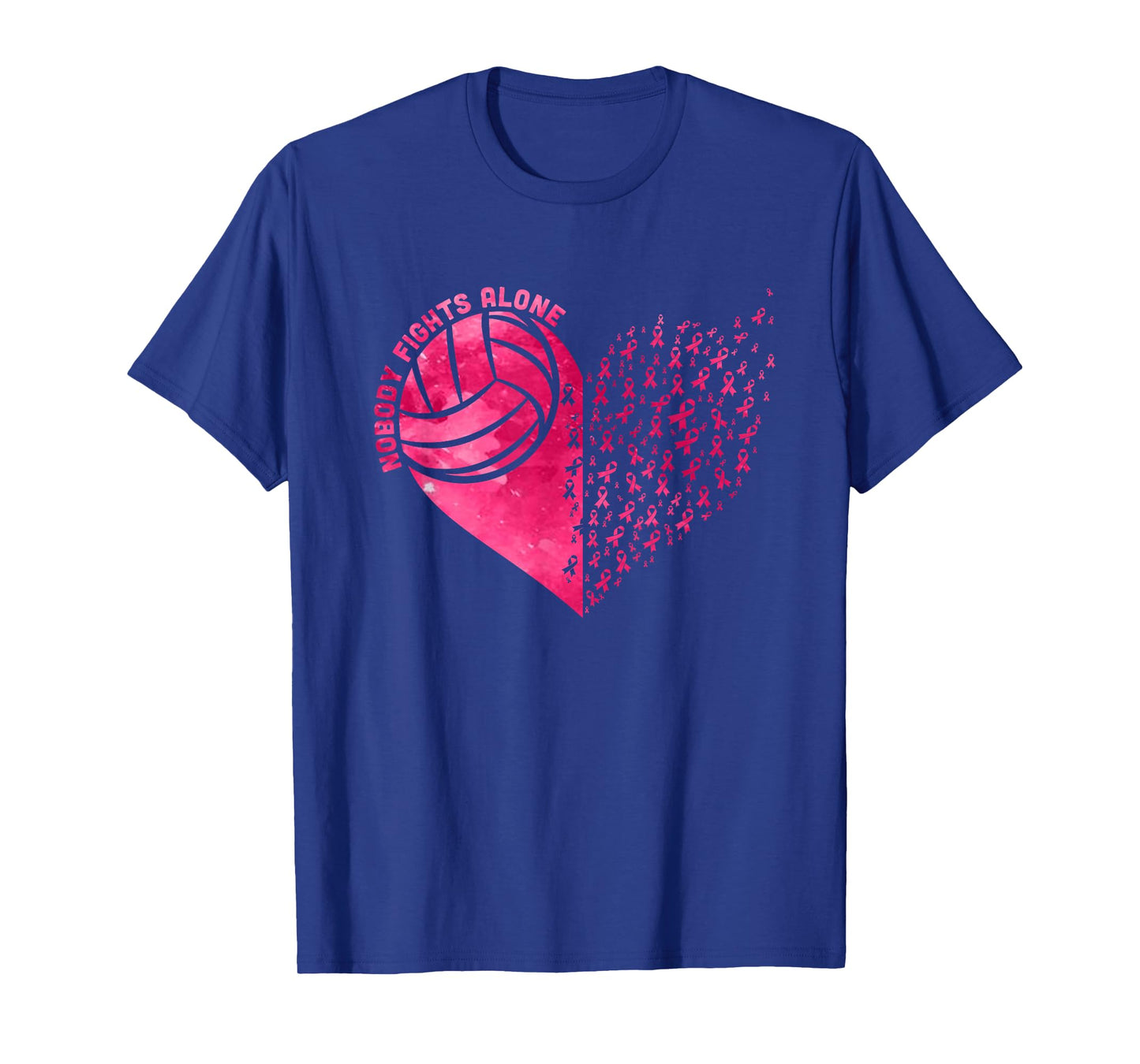 Nobody Fights Alone Pink Volleyball Breast Cancer Awareness T-Shirt