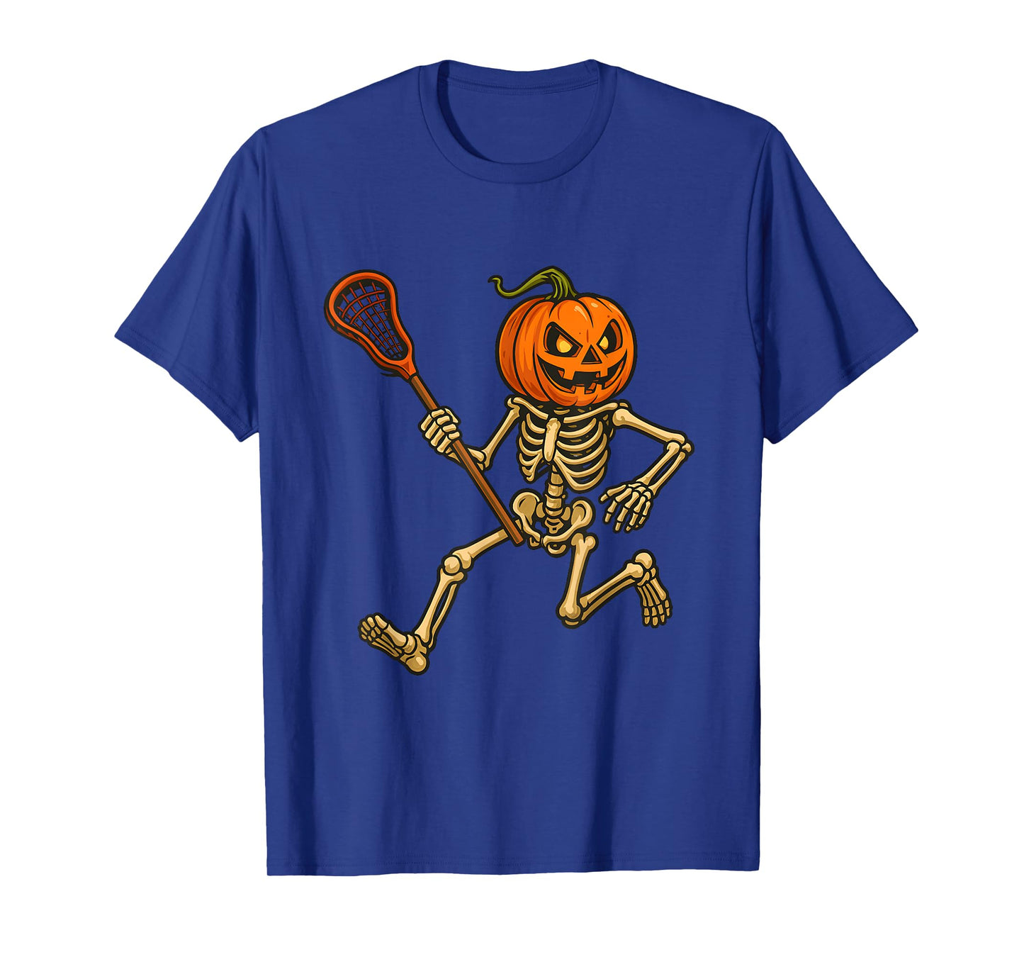 Funny Halloween Skeleton Spooky Running with Pumpkin Head T-Shirt