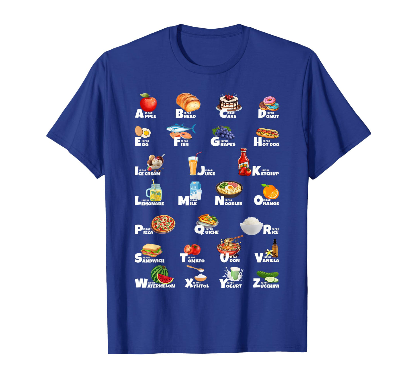 Types Of Food Identification Kids ABC´s Foodie Alphabet T-Shirt