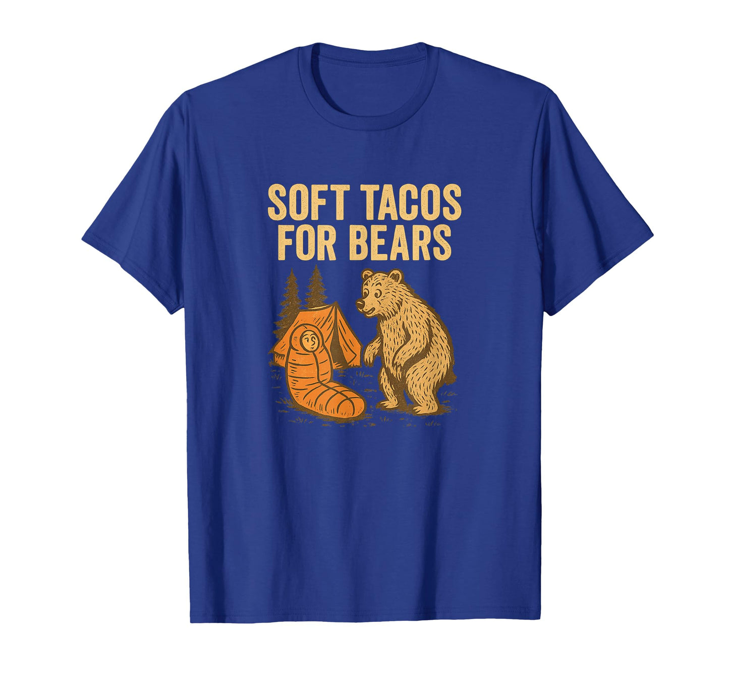 Funny Camping Bear and Taco Design T-Shirt