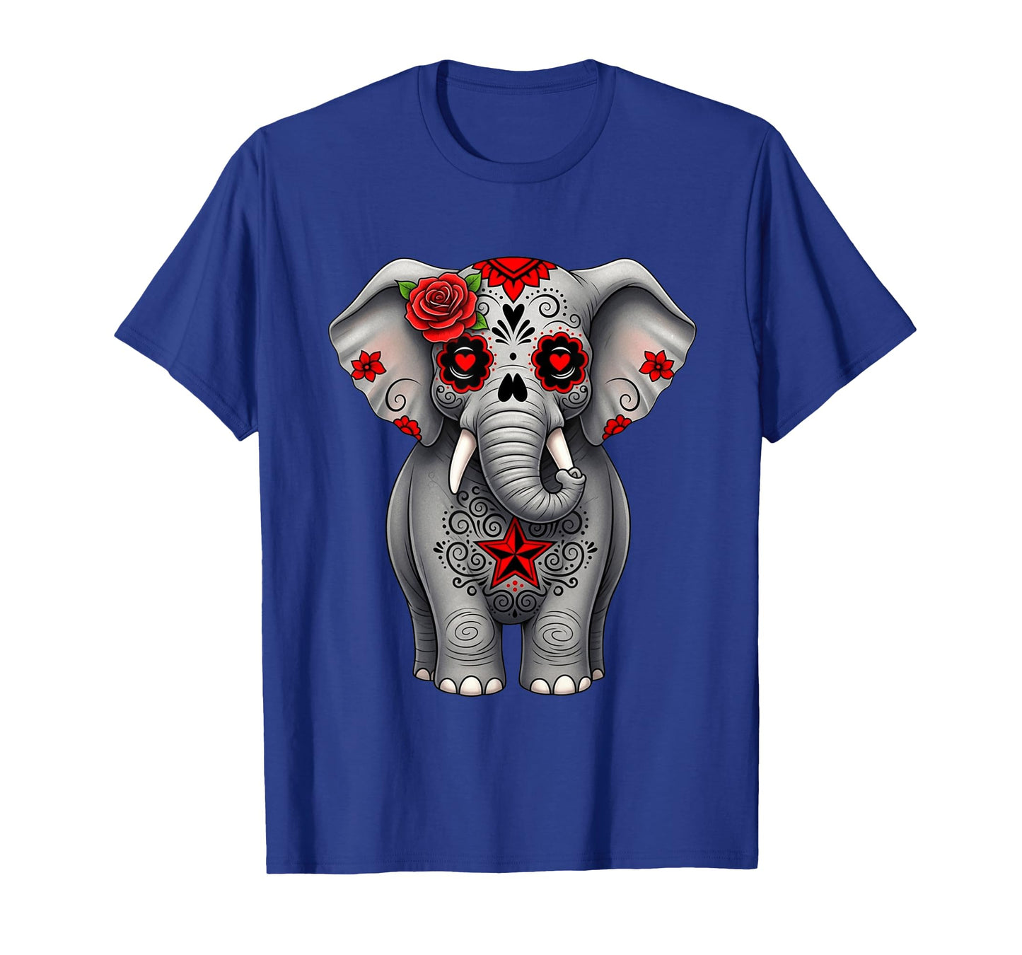 Sugar Skull Elephant Halloween Graphic T-Shirt