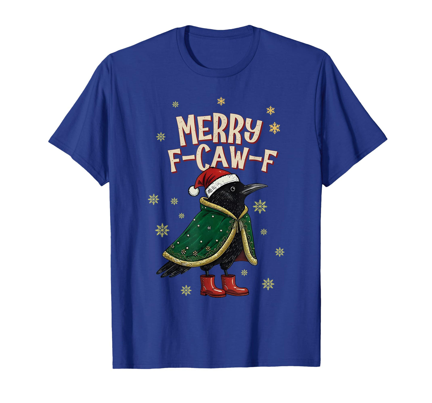 Merry F-Caw-F Funny Crow Elf Xmas Christmas Pajamas Holiday T-Shirt