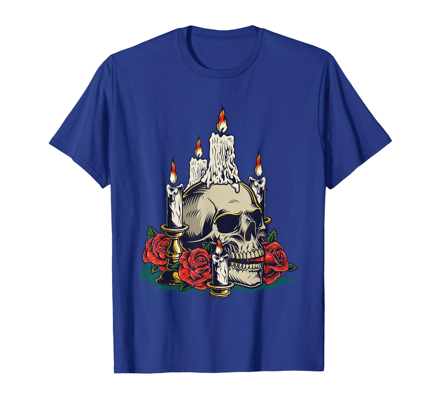 Vintage Floral Candle Sugar Skull Day of Dead Halloween T-Shirt
