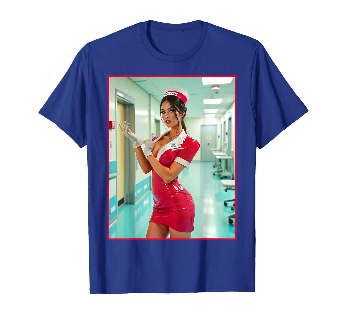 Sexy Girl Graphic Tee - Sexy Naughty Nurse in Red Latex V.2 T-Shirt