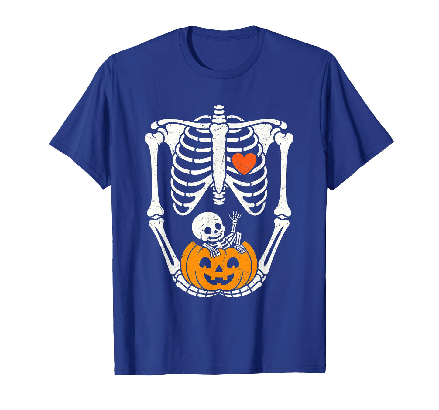 Halloween Skeleton Baby Rib Cage Maternity Pregnant Pumpkin T-Shirt