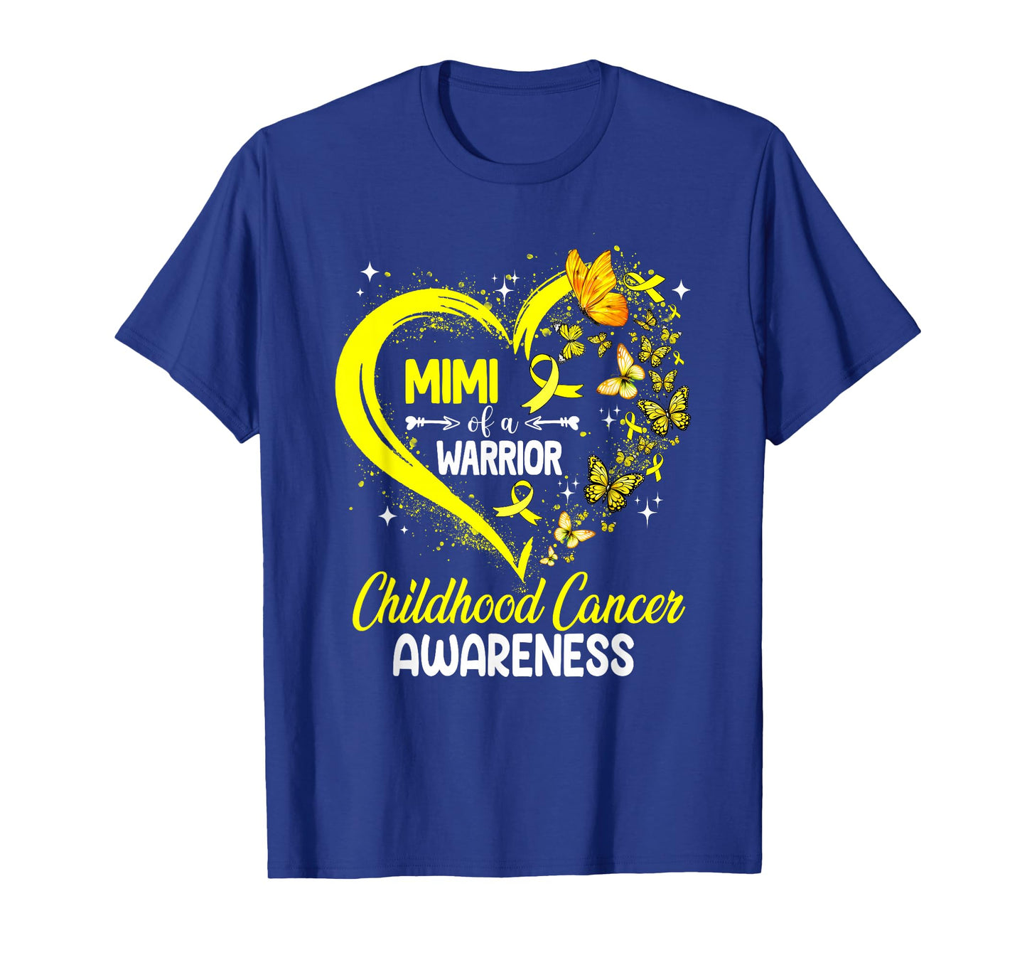 Mimi Of A Warrior Gold Heart Childhood Cancer Awareness T-Shirt