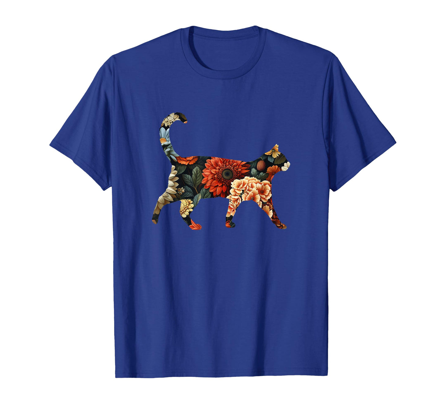 Elegant silhouette flowers flowers floral cat T-Shirt
