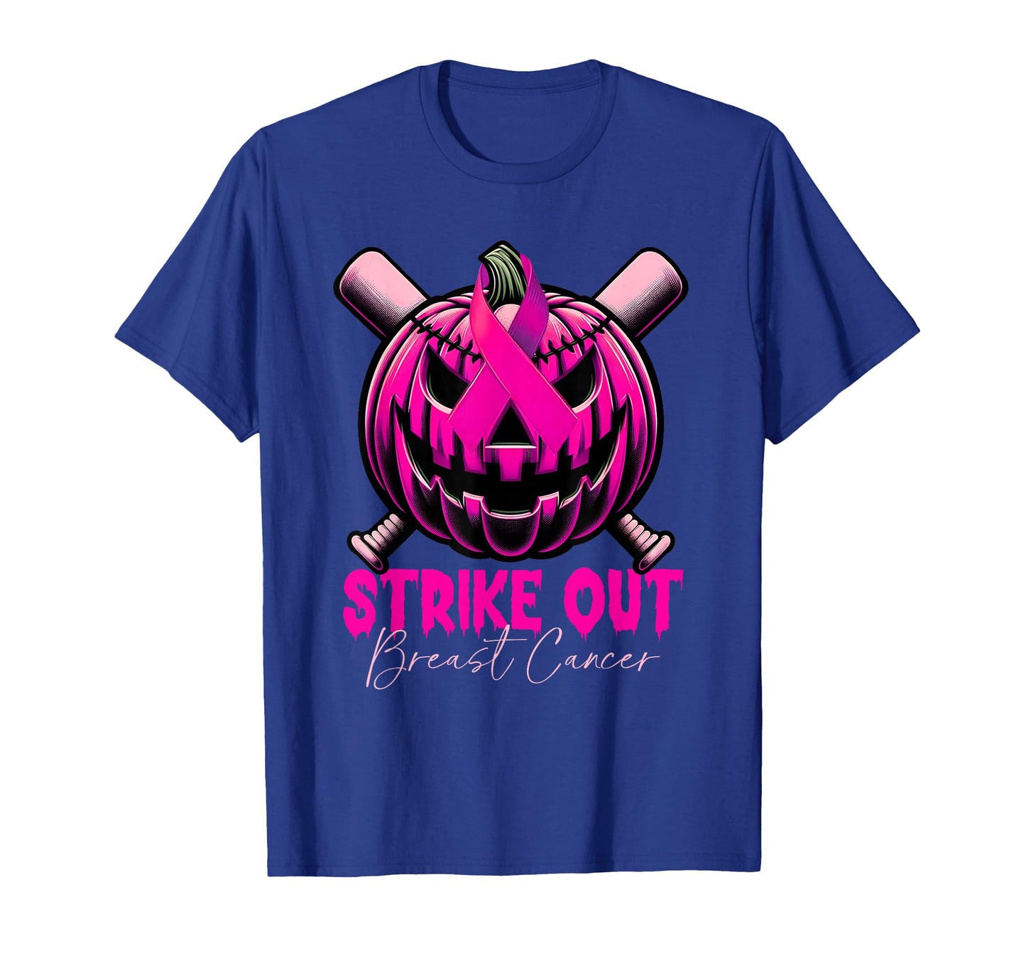 Strike Out Breast Cancer Awareness Baseball Pink Halloween T-Shirt
