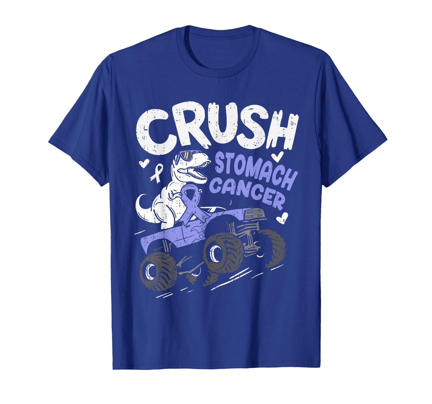 Crush Stomach Cancer Awareness Dino Ribbon Periwinkle Blue T-Shirt