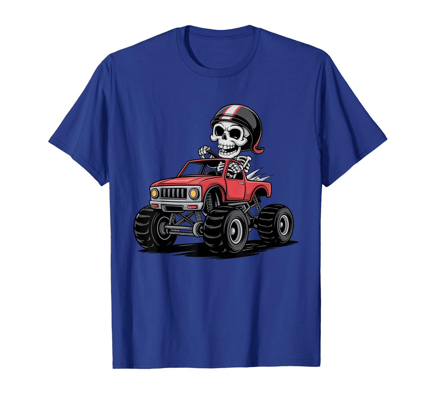 Funny Skull Skeleton with a Monster Truck Halloween Costume T-Shirt