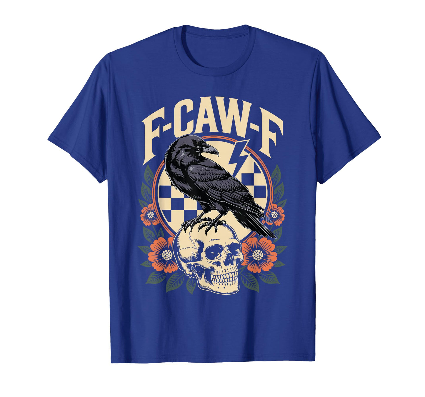 Halloween F Caw F Black Raven Bird F-Caw-F Crow Checkered T-Shirt