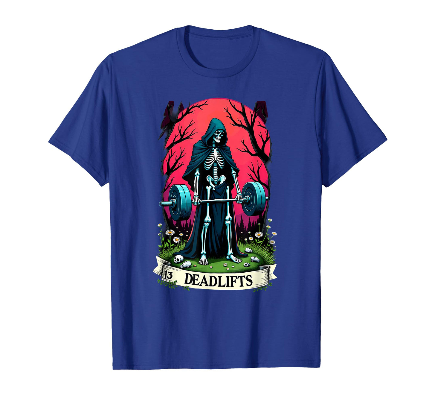 Gothic Tarot Card Skeleton Deadlifts Weightlifiting T-Shirt