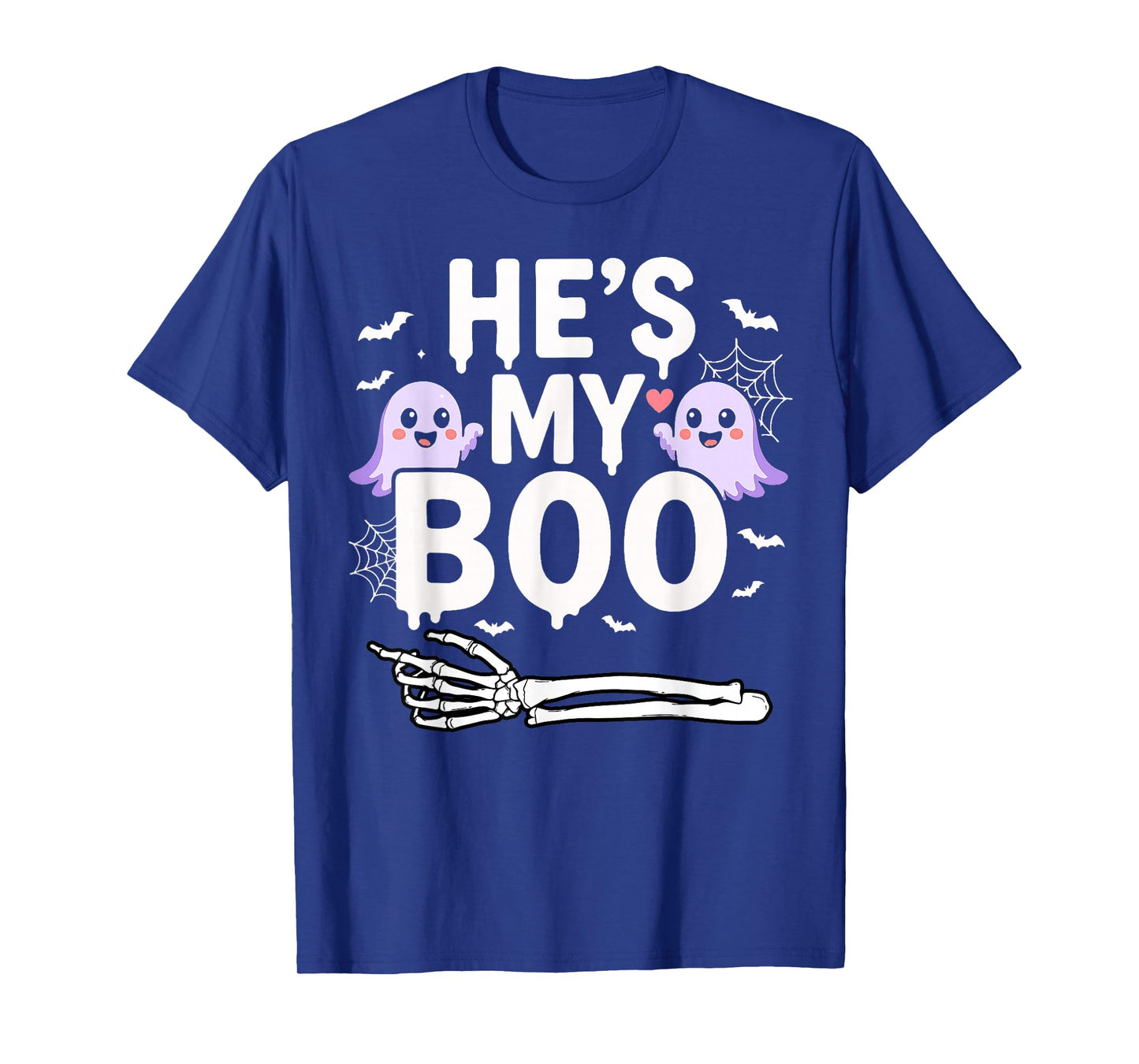 He's My Boo Halloween Pajama Skeleton Matching Couple Squad T-Shirt