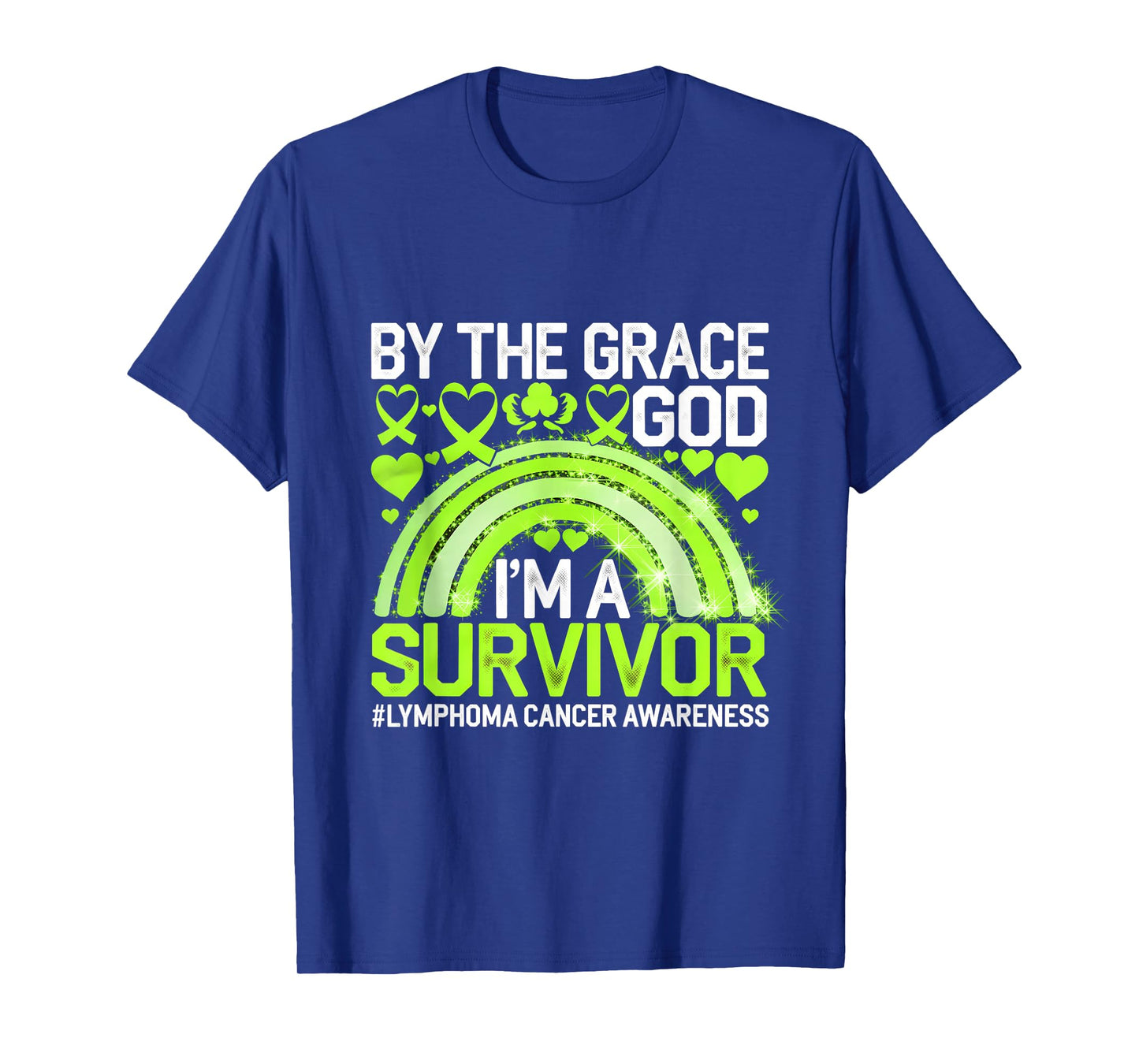 Lymphoma Awareness I'm A Survivor Green Ribbon Rainbow T-Shirt