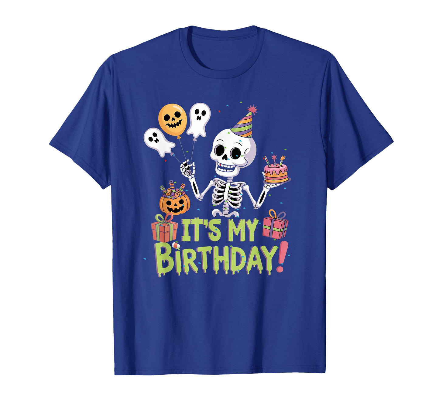 Skeleton Birthday Funny Happy Halloween Bday Boys Girls Kids T-Shirt