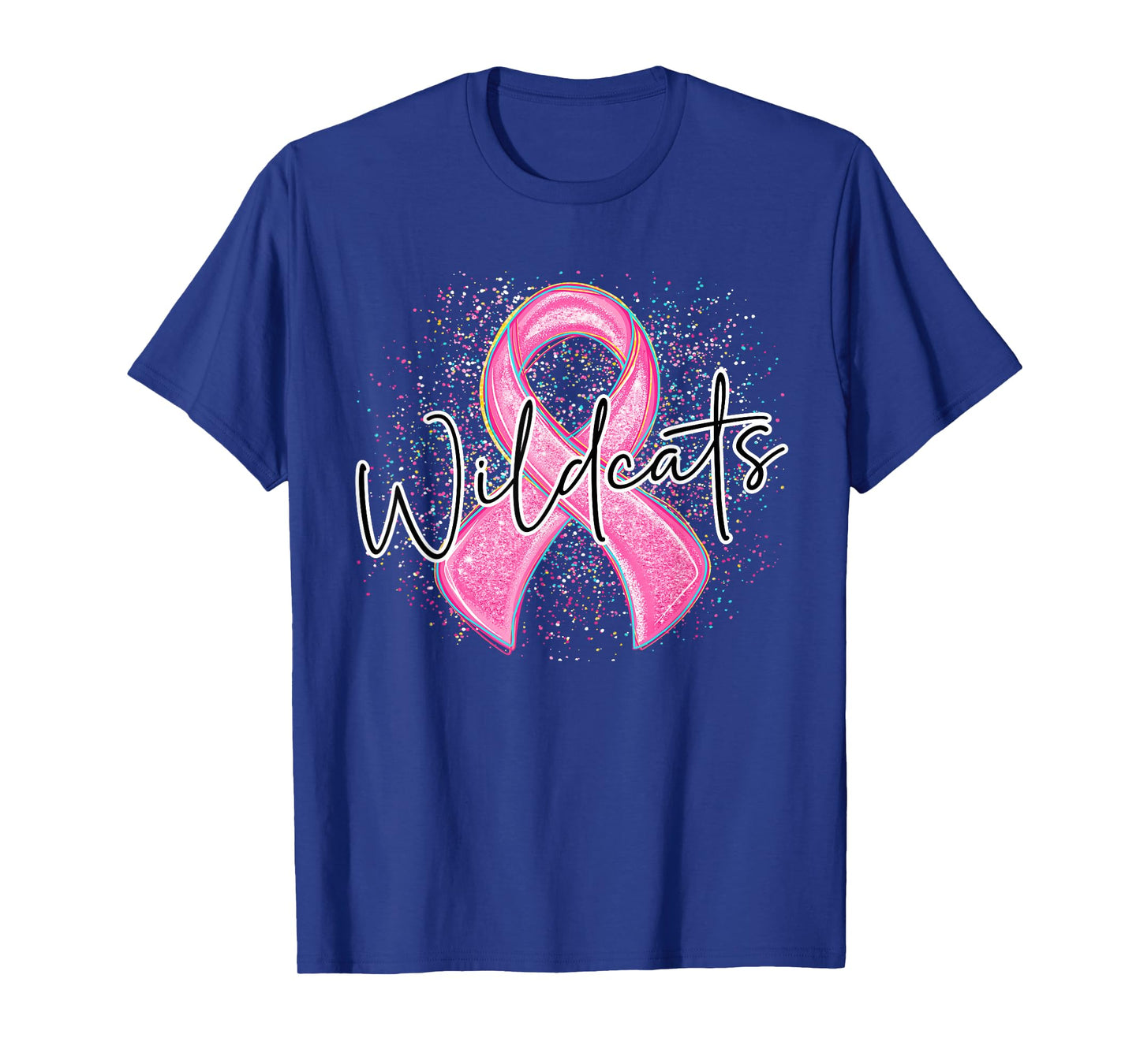 Wildcats Pink Out Ribbon Splatter Breast Cancer Awareness T-Shirt