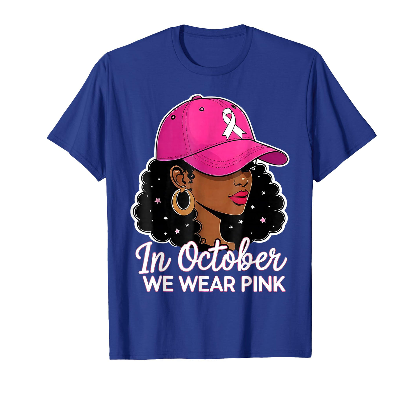 in October We Wear Pink Black Women Breast Cancer Awareness T-Shirt
