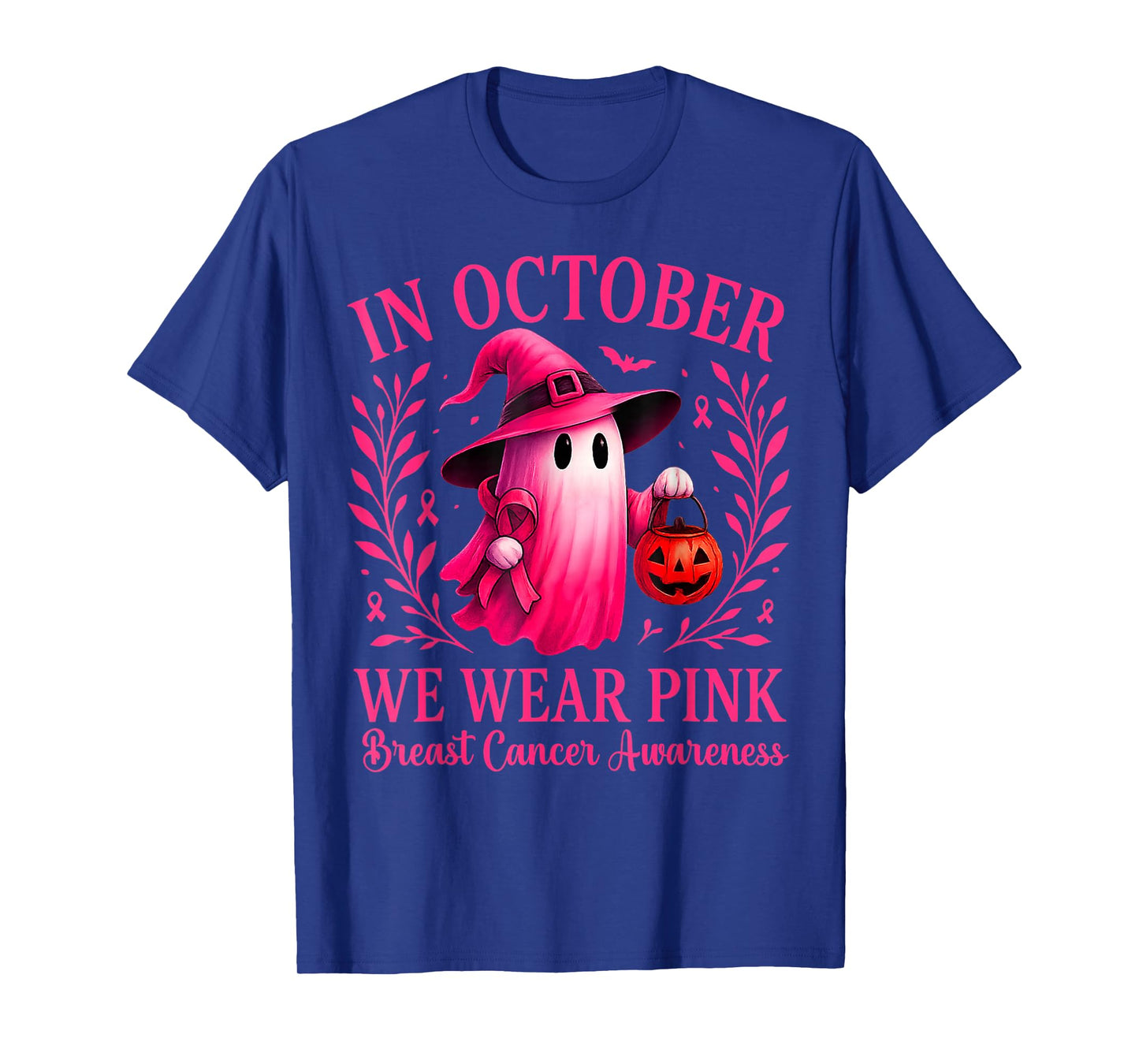Breast Cancer Women Halloween in October We Wear Pink T-Shirt