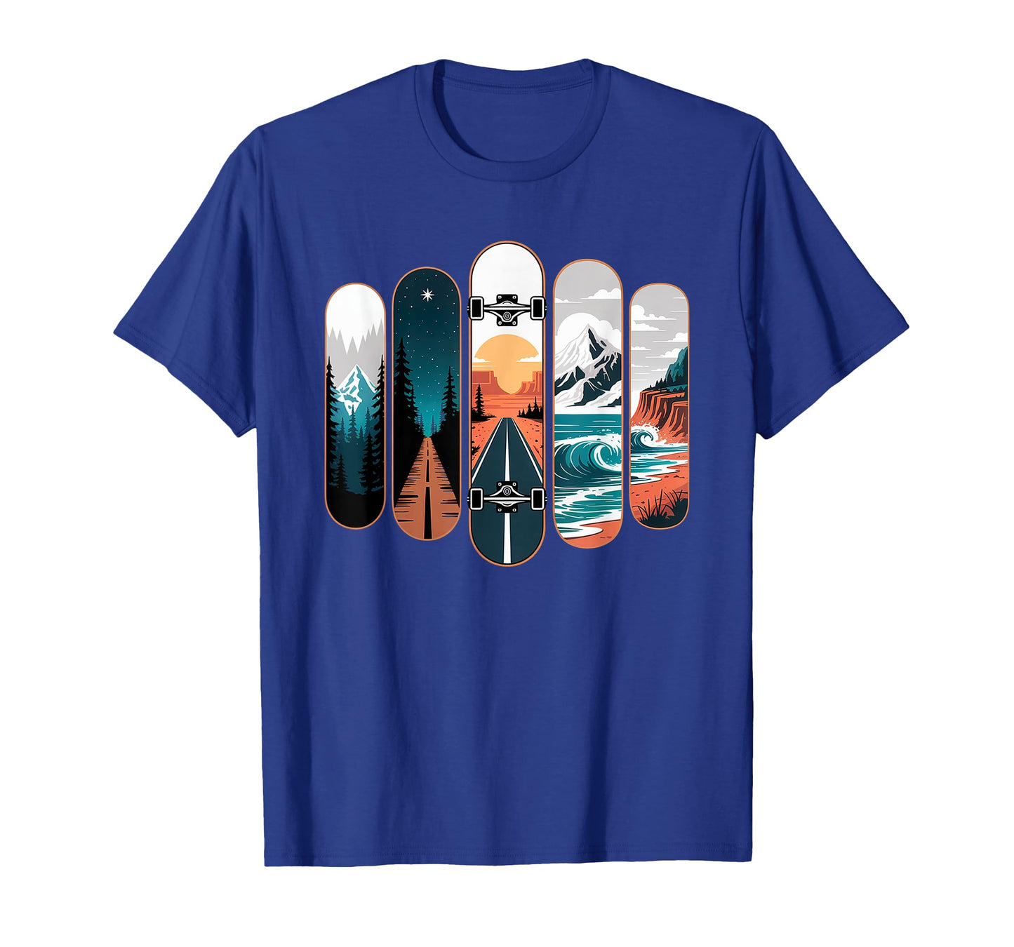Scenic Skateboard Deck Set Road Ocean Peaks T-Shirt