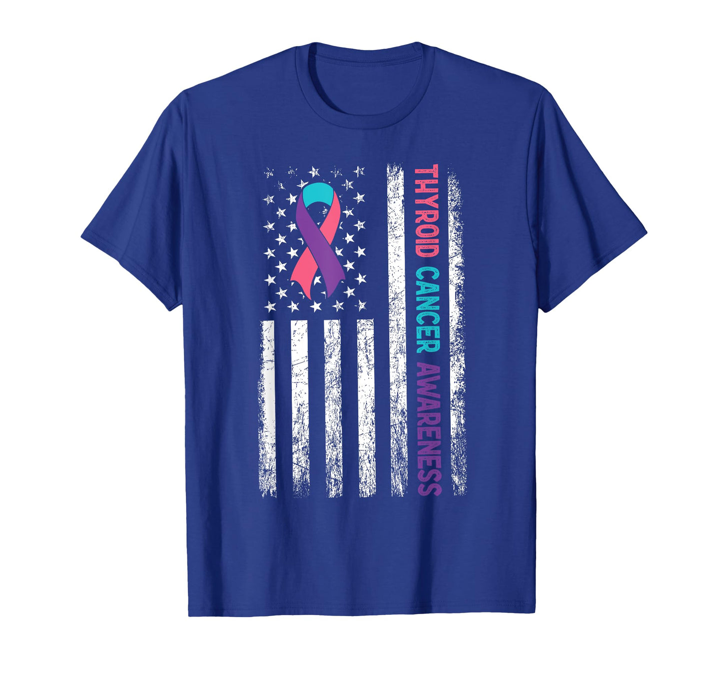 Thyroid Cancer Awareness Month American Flag Hypothyroidism T-Shirt