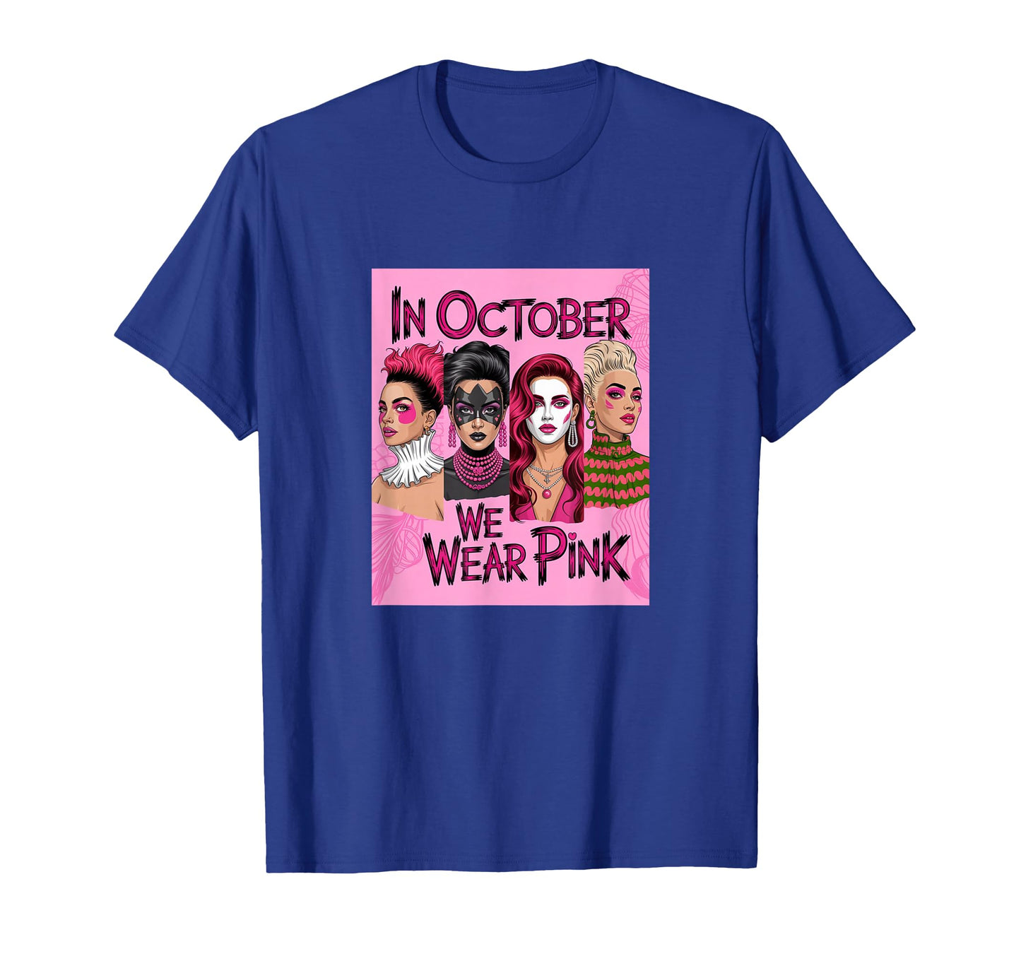 in October We Wear Pink - Witch & Ghost Halloween Apparel T-Shirt
