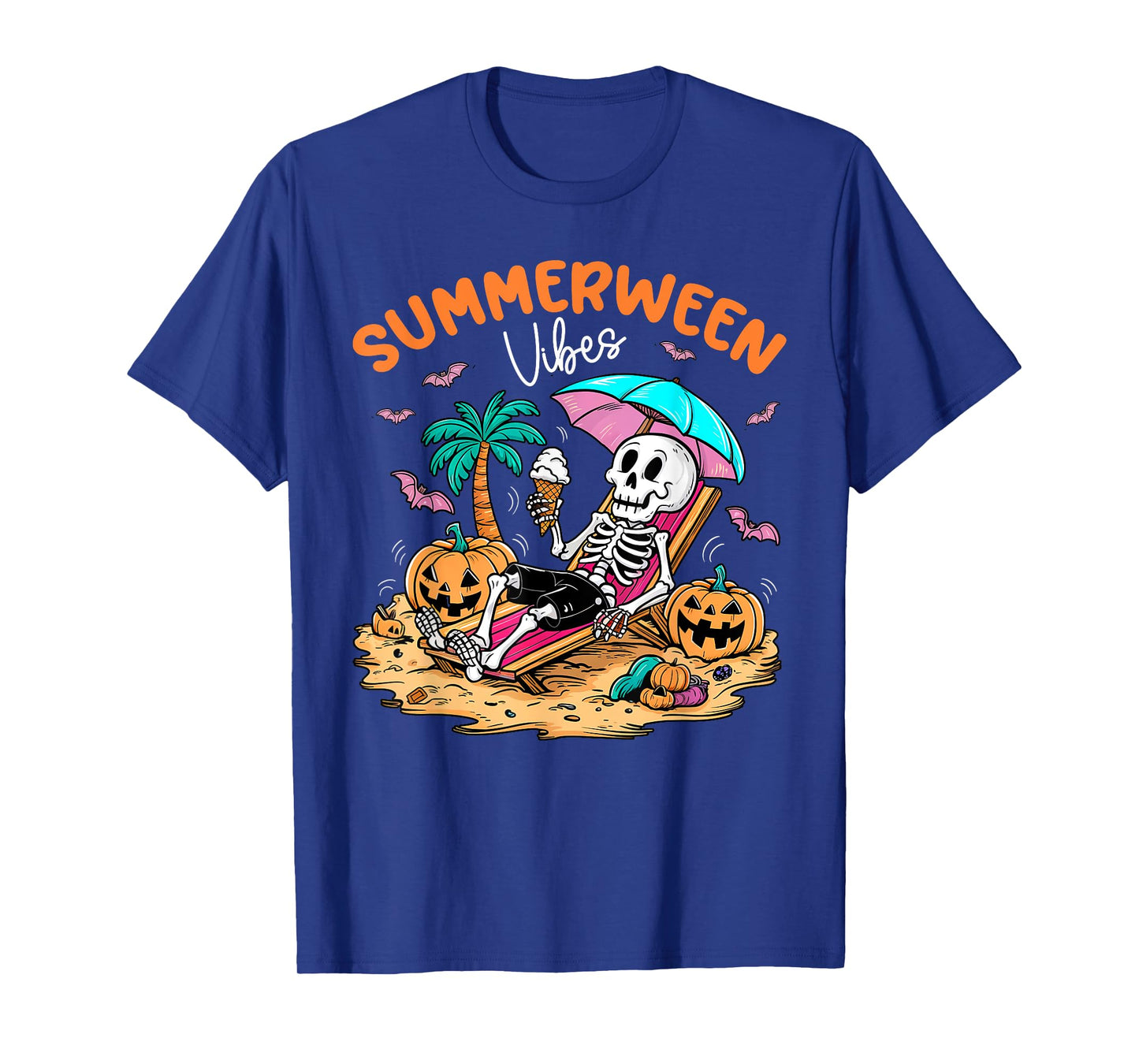Summerween Halloween Skeleton Ice Cream Summer Vacation T-Shirt