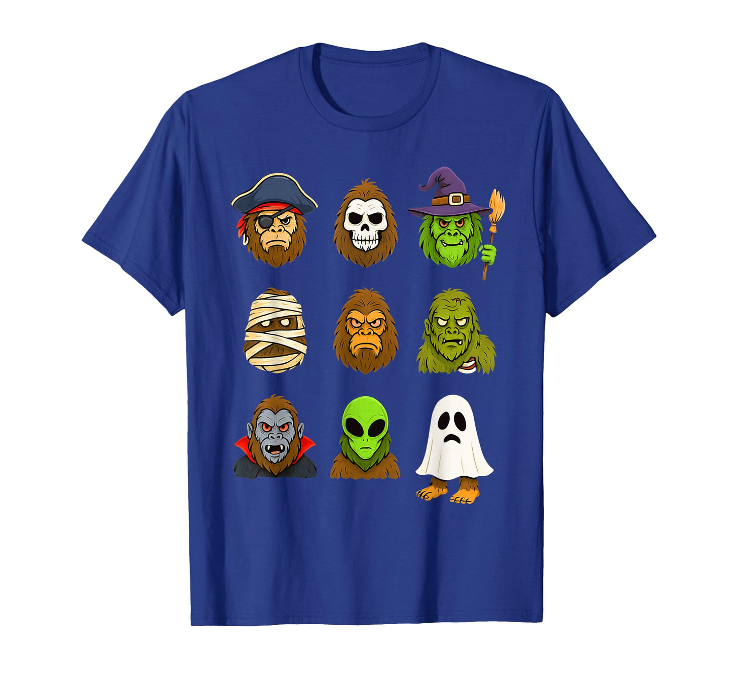 Halloween Bigfoot Skeleton Zombie Mummy Ghost Witch Vampire T-Shirt