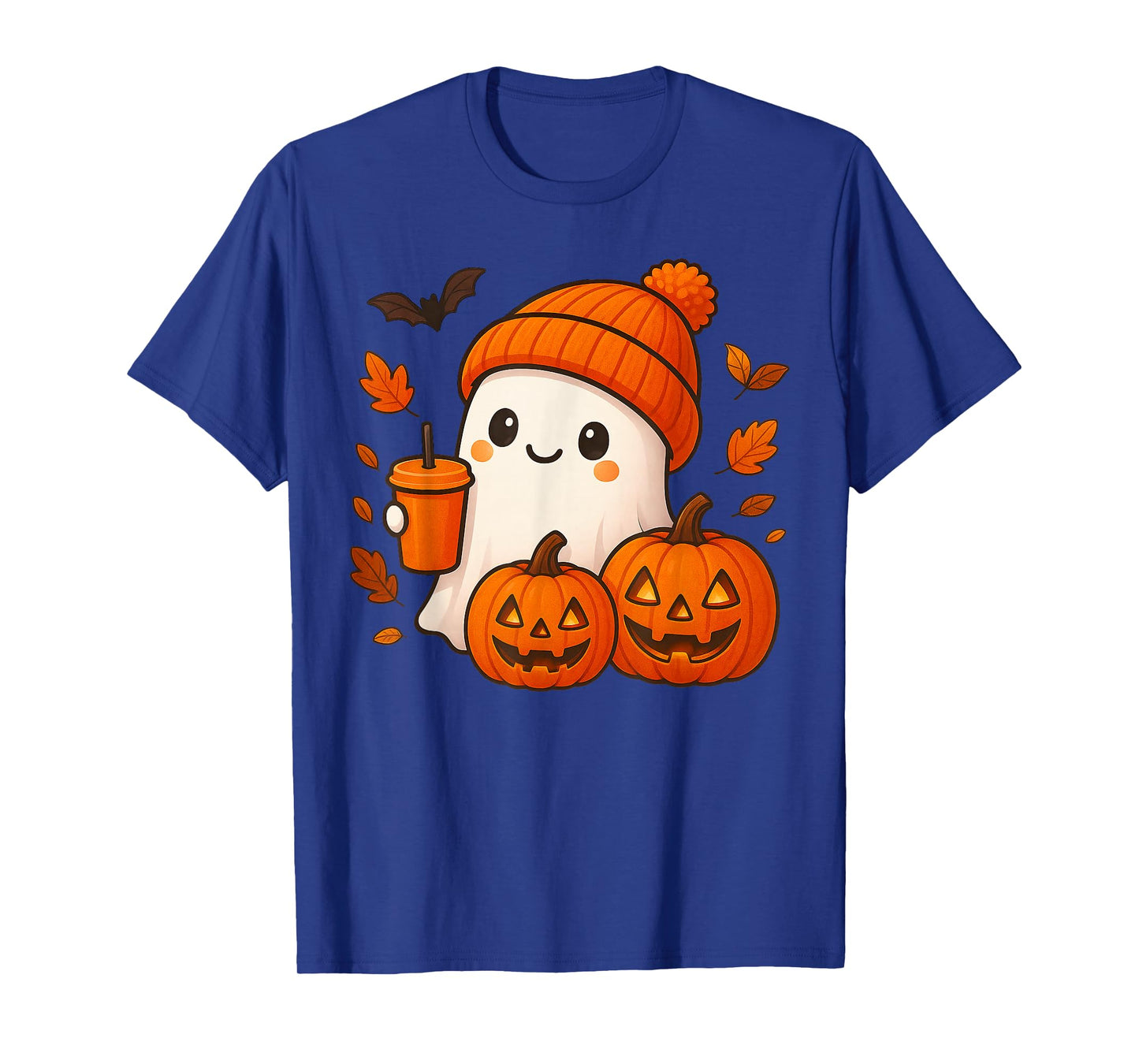 Halloween Ghost Drinking Pumpkin Costume for Men Women Girls T-Shirt