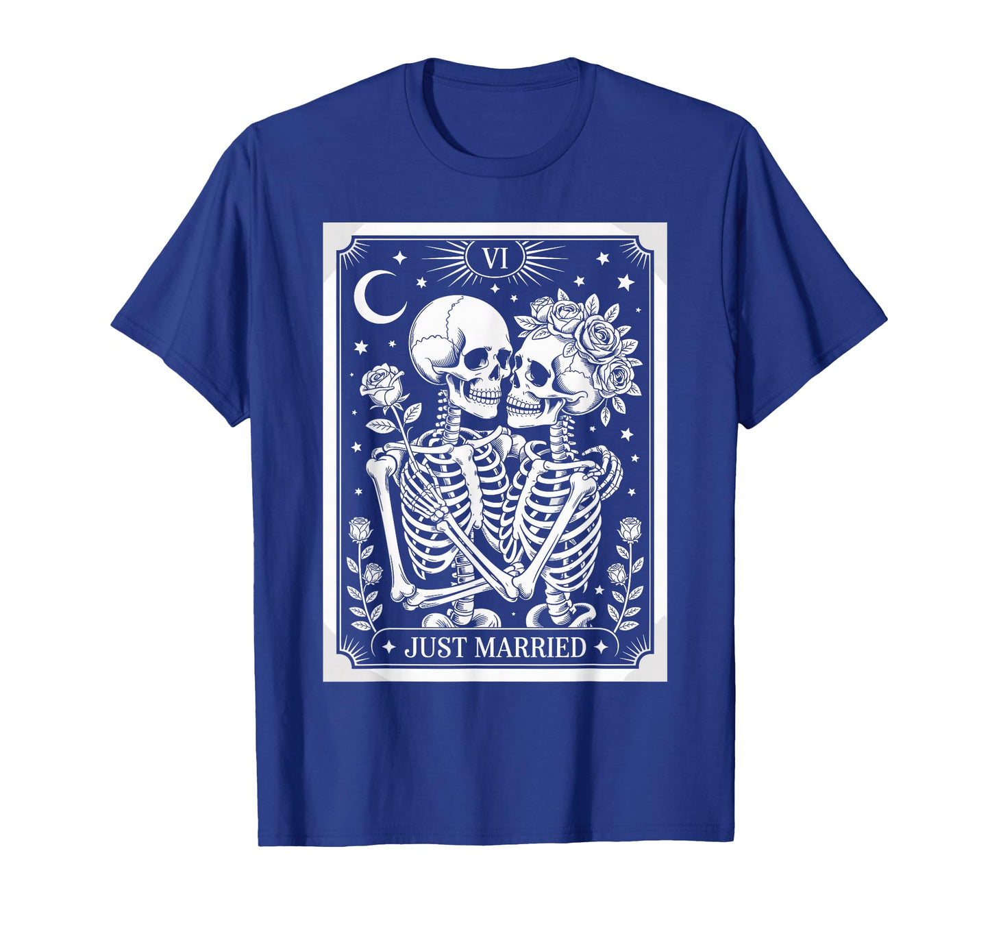 Just Married The Lovers Skeleton Couple Matching Halloween T-Shirt