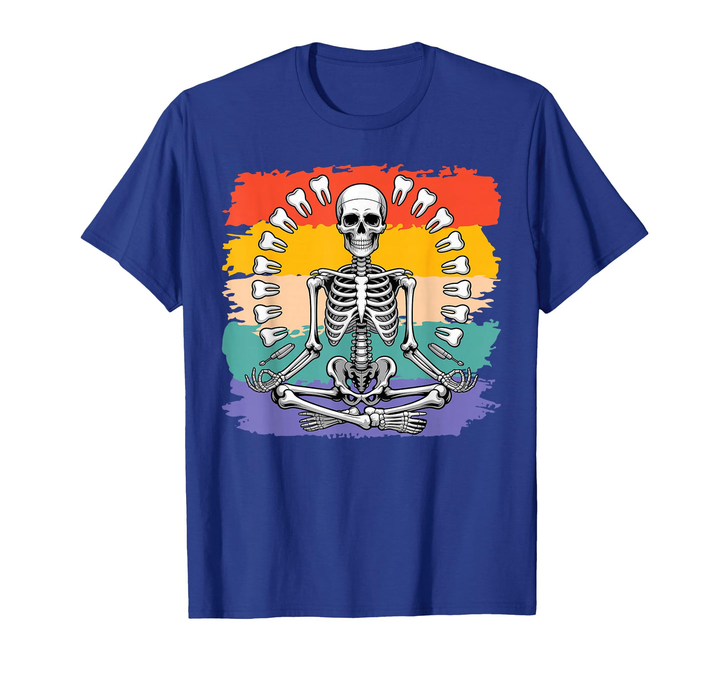 Funny Skeleton Yoga Dental Hygienist Tooth Dentist Halloween T-Shirt