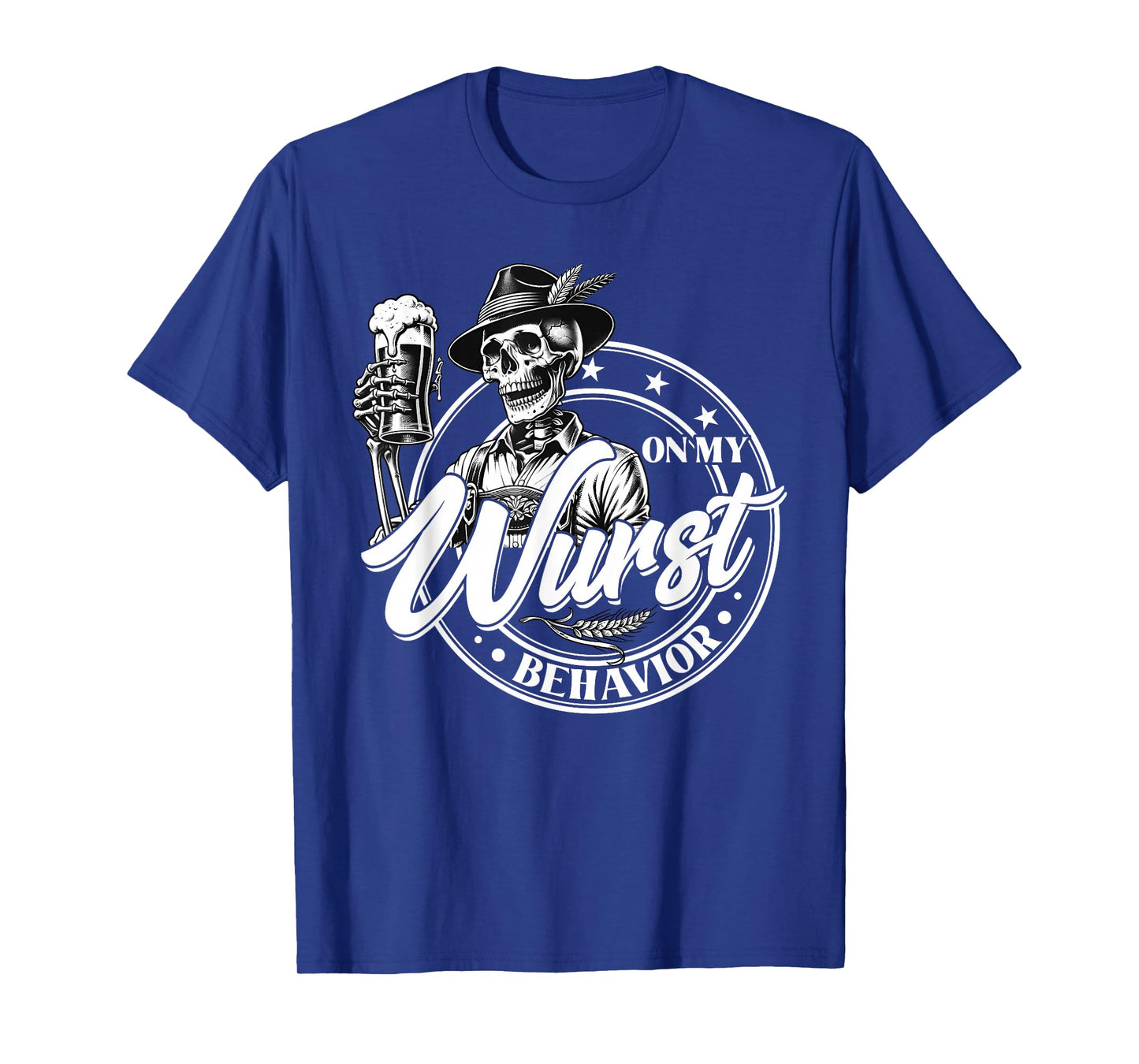 Oktoberfest On My Wurst Behavior German Beer Skeleton Men T-Shirt