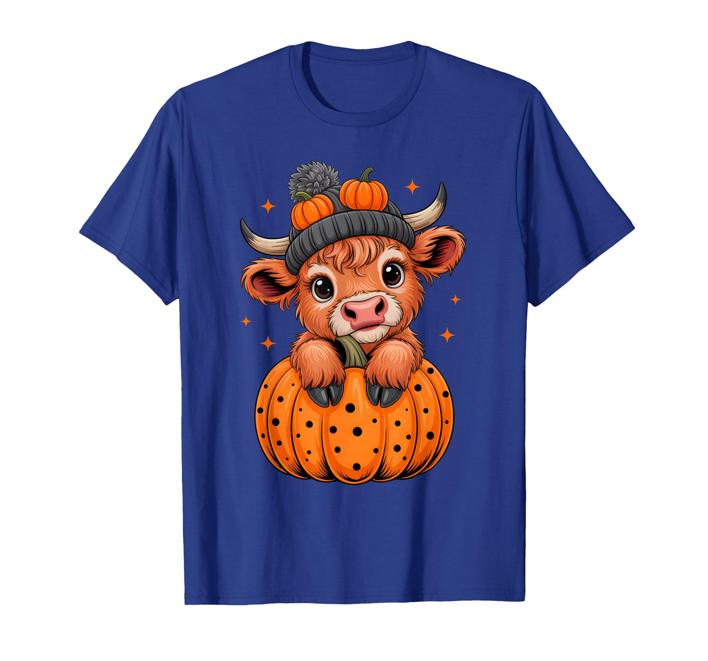 Highland Cow Pumpkin Autumn Halloween Costume Men Women Kids T-Shirt