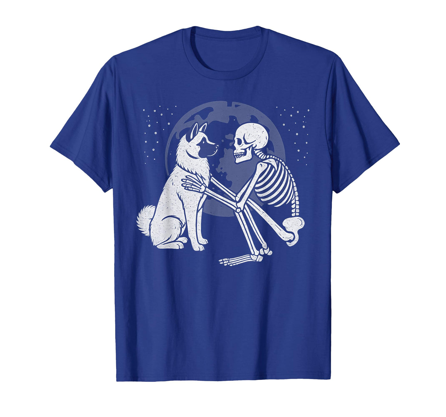 American Akita Skeleton Moon Halloween Dog Lover T-Shirt