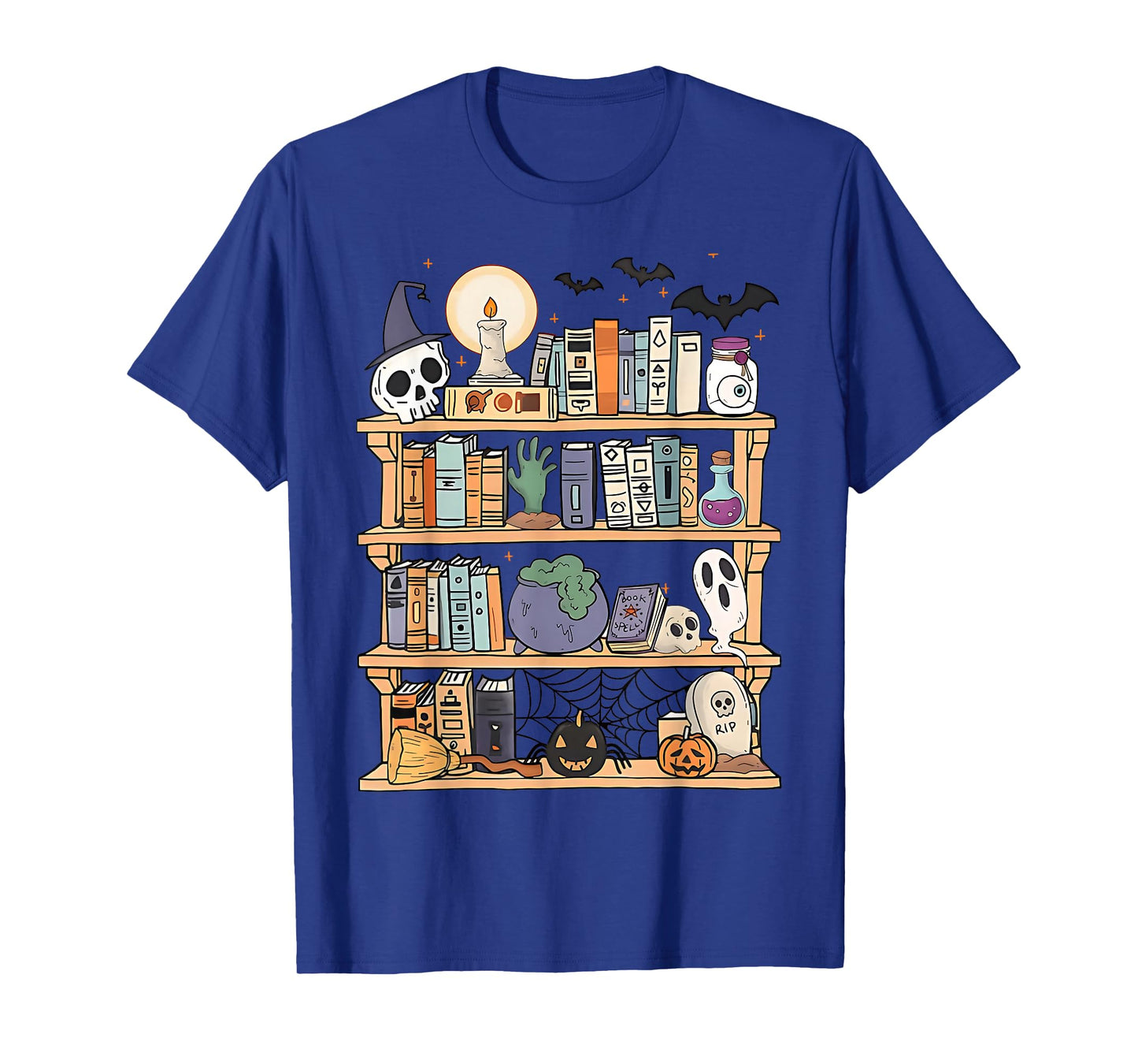 Ghost Library Reading Books Halloween Men Women Kids T-Shirt