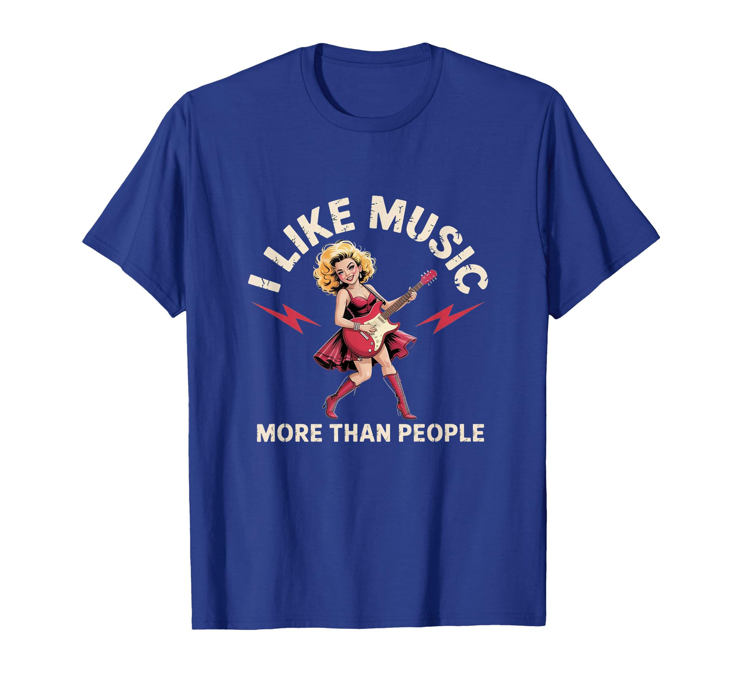 I Like Music More Than People - Rock Guitar Girl Tee T-Shirt