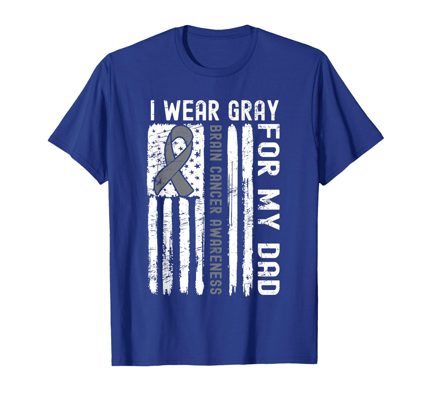 I Wear Gray For My Dad Brain Cancer American Flag T-Shirt