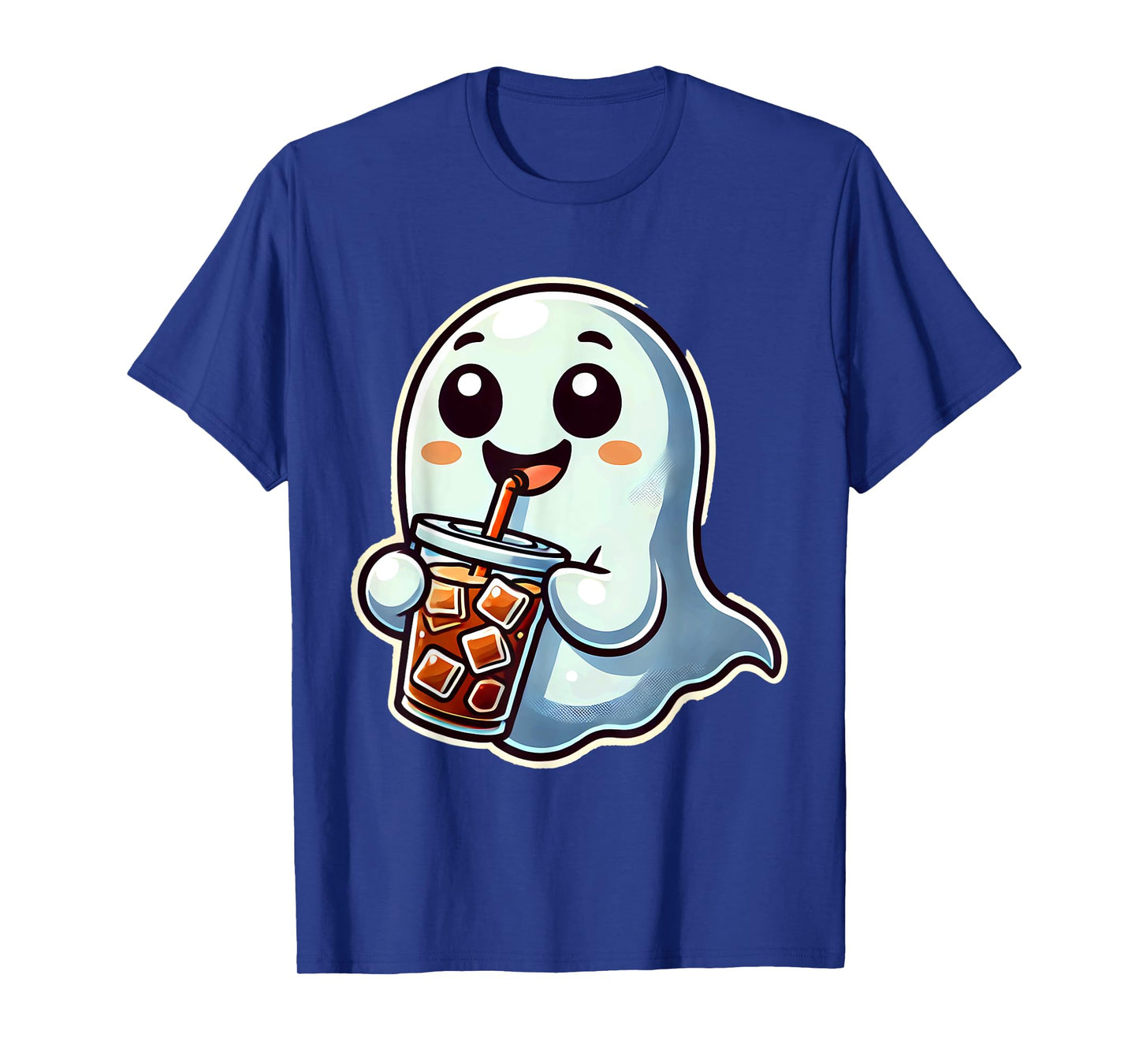 Ghost Drinking Iced Coffee Halloween T-Shirt