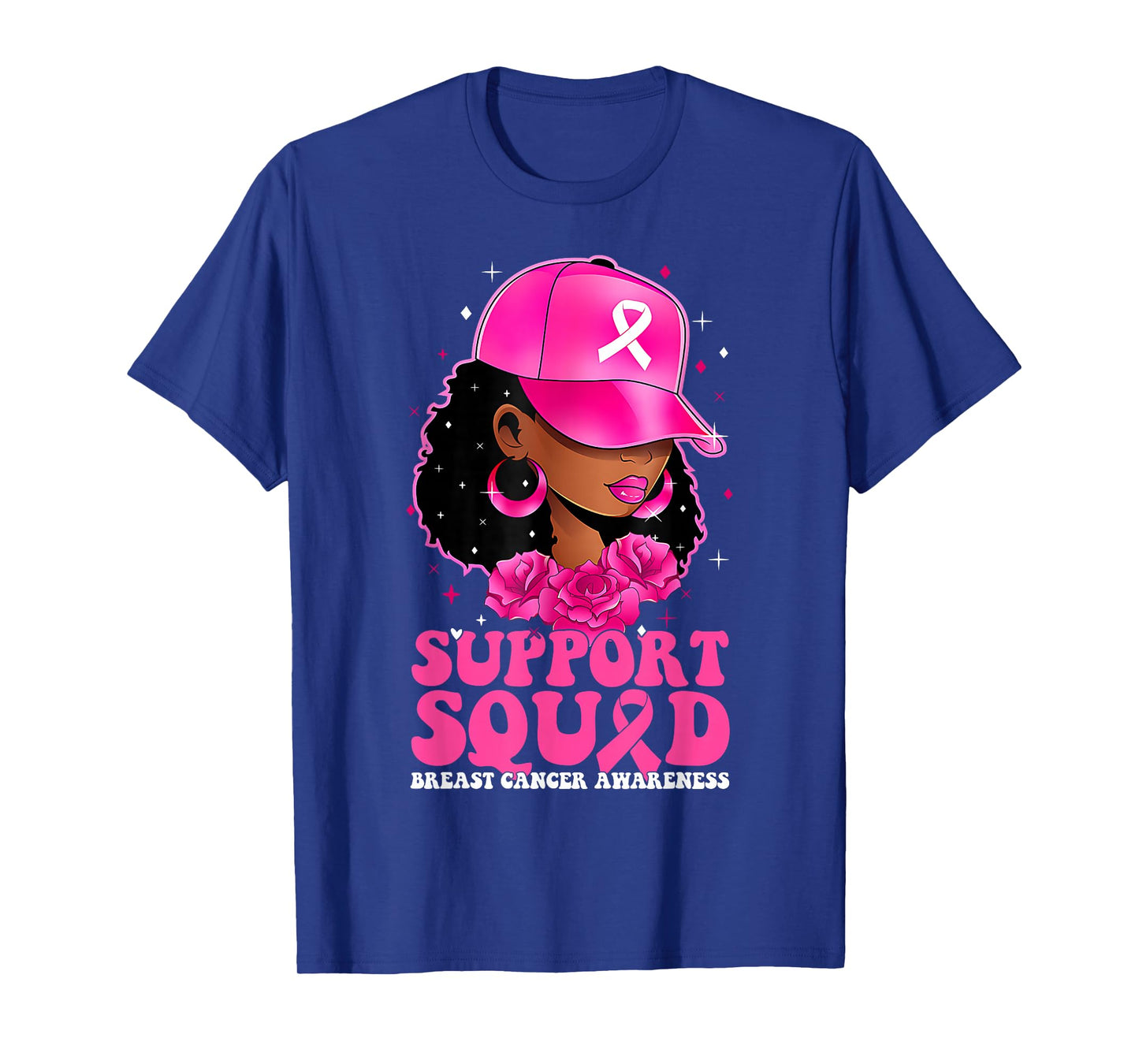 Breast Cancer Shirts Pink Ribbon Support Squad Black Women T-Shirt
