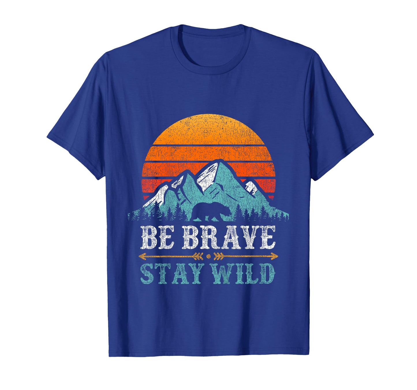 Be Brave Stay Wild Present Kids Retro Bear Boys Girls Child T-Shirt