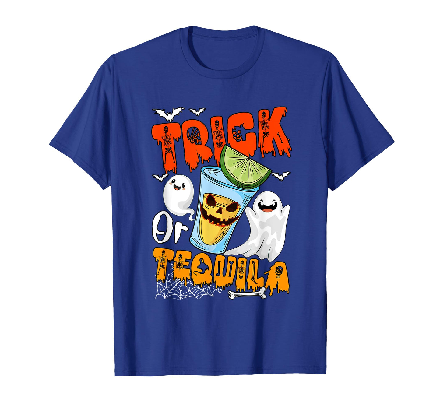 Trick Or Tequila Halloween Drunker Tequila Glasses Boo T-Shirt
