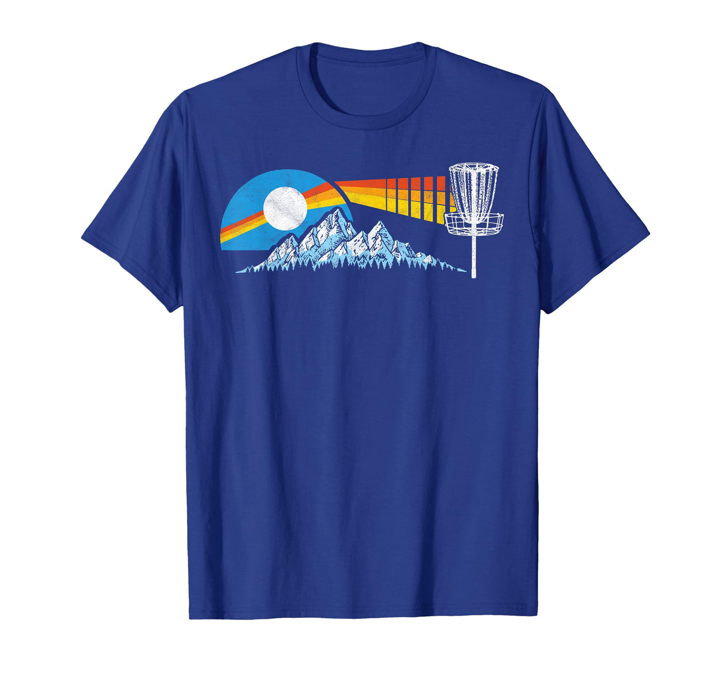 Disc Golf Distressed Mountains & Sun 80s Vintage T-Shirt