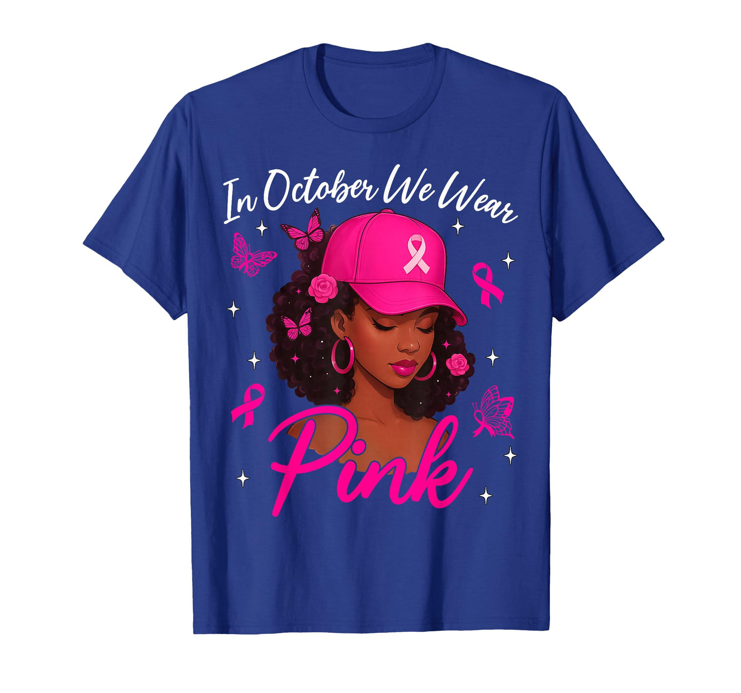 In October We Wear Pink Black Women Breast Cancer Awareness T-Shirt