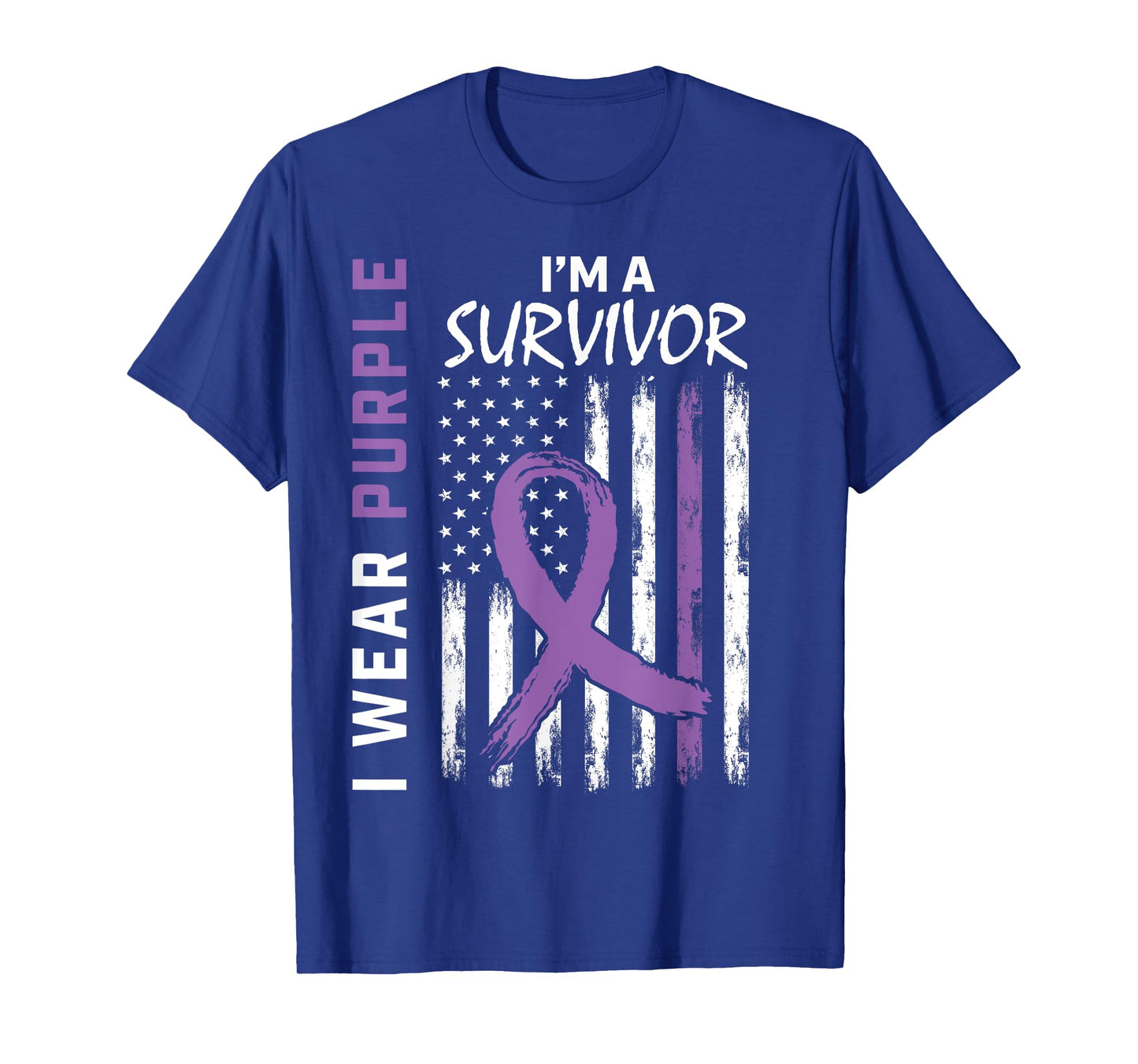 Wear Purple Pancreatic Cancer Survivor Gifts Women Men Flag T-Shirt