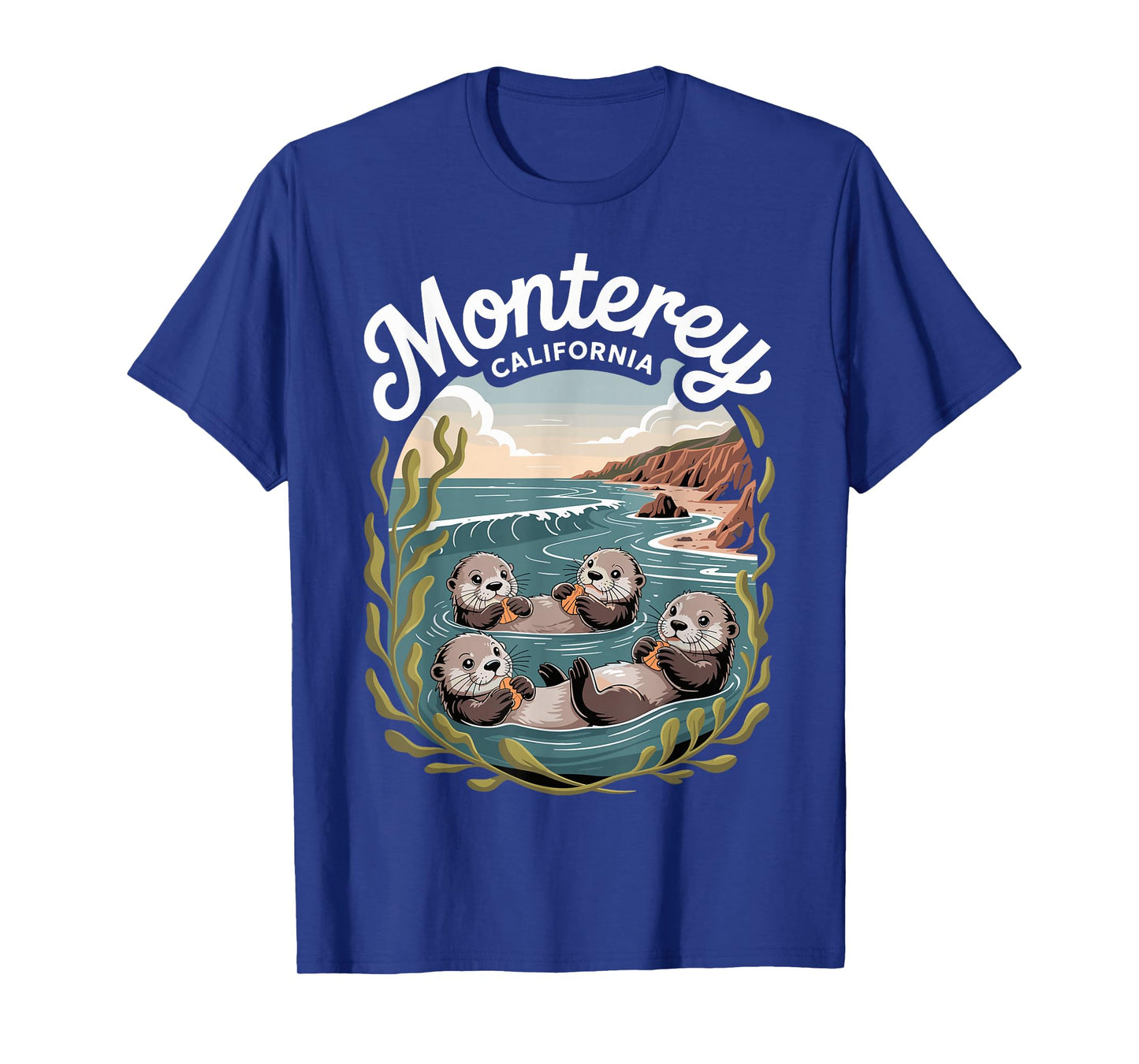 Monterey sea otter ocean view coast retro T-Shirt