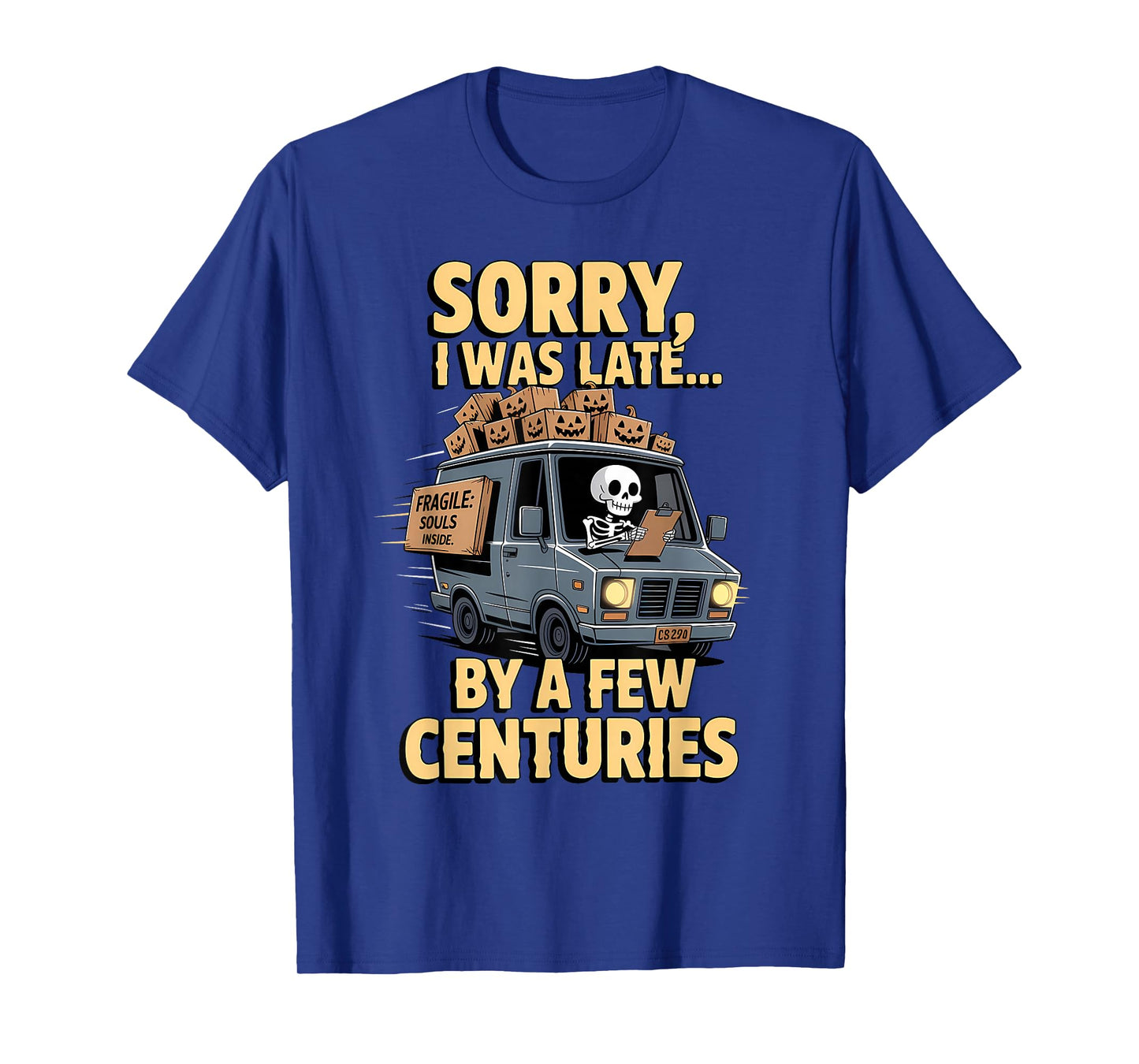 Skeleton Delivery Driver Halloween Funny Spooky Courier T-Shirt