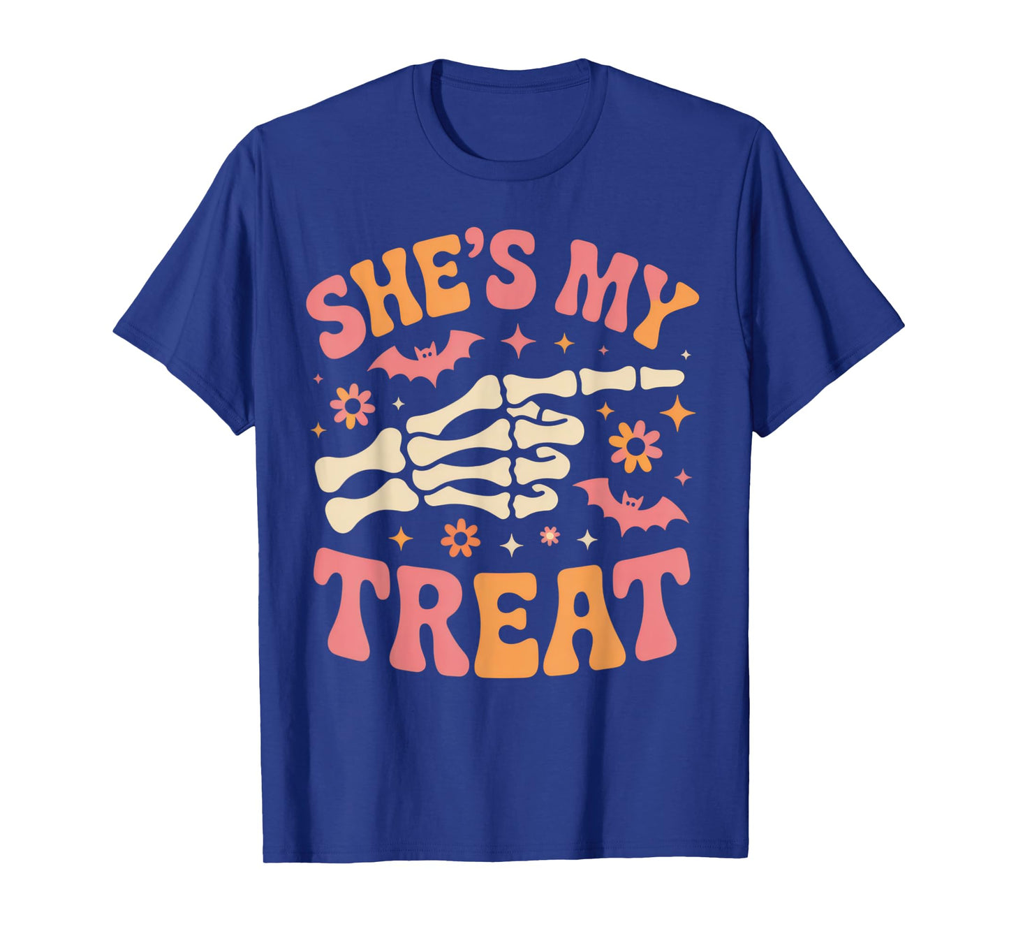She's My Treat Cute Halloween Couple Shirt with Skeleton T-Shirt