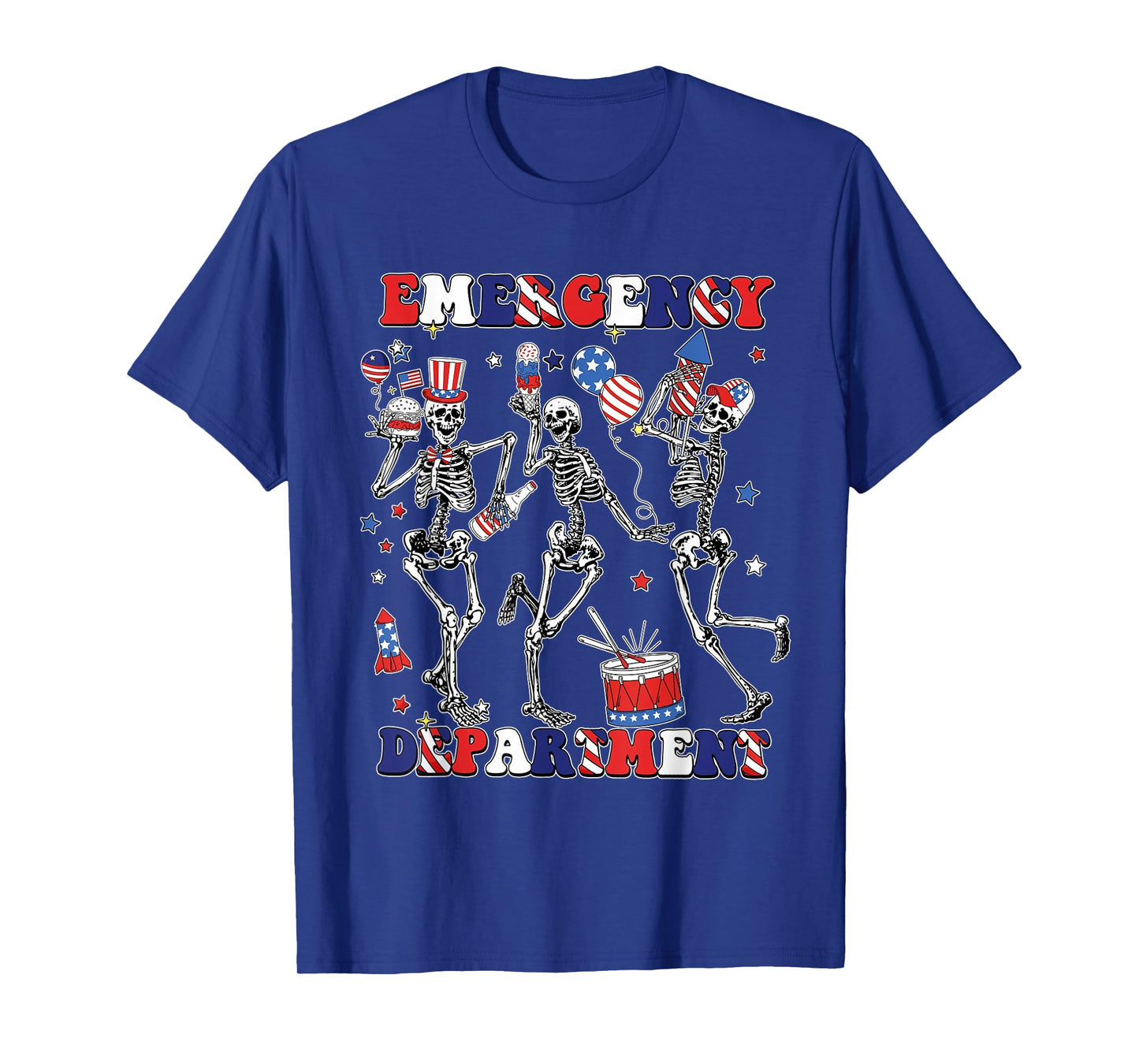 Department Skeleton Dancing ER Nurse 4th Of July T-Shirt