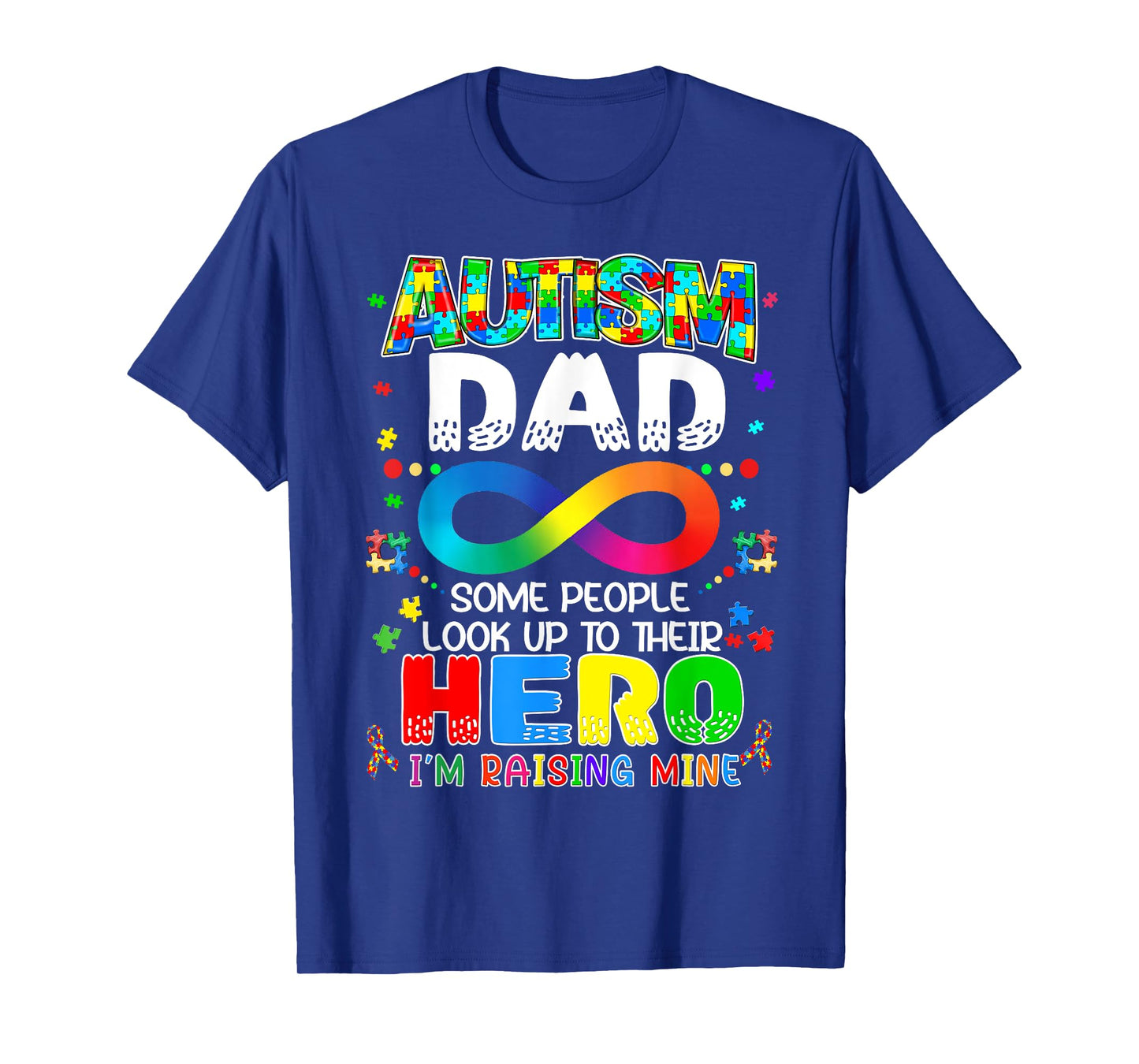Autism Dad Raising Hero Groovy Father Autism Awareness T-Shirt