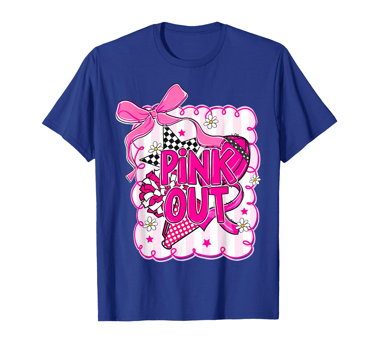 Coquette Bow Pink Out Football Team Breast Cancer Awareness T-Shirt